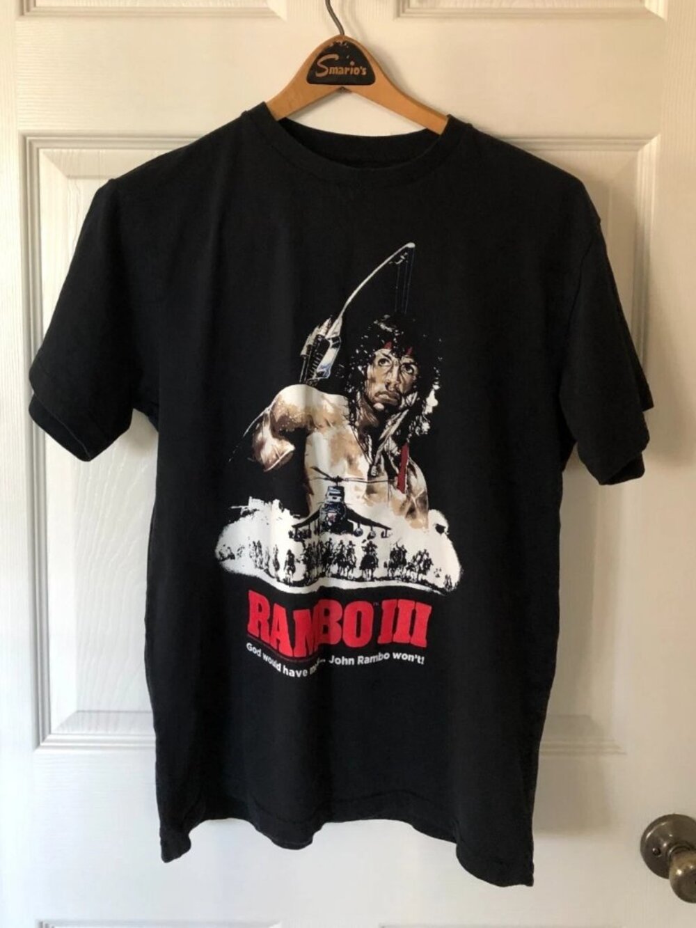 American Classic Rambo The Movie T-Shirt Stallone First Blood III Black Cotton M